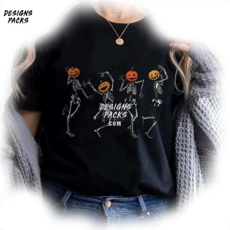 Skeleton Dancing Halloween Fall Pumpkin Png Design