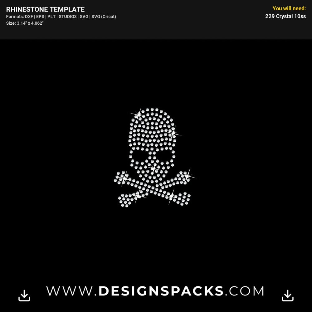 Skeleton Halloween Face Mask Rhinestone Digital Template