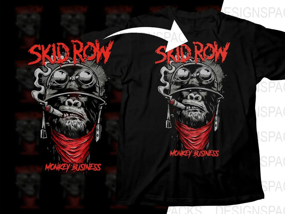 Skid Row Monkey Business Rock Band Graphic Design Png Design Digital Download