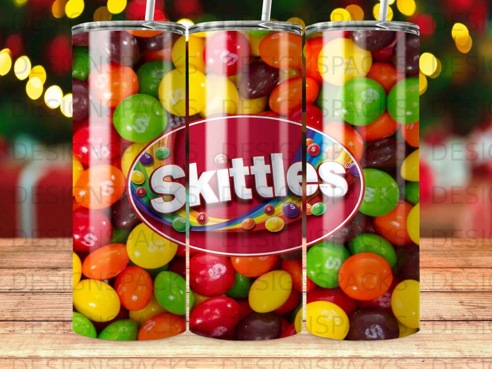 Skittles Candy Assortment Rainbow Bright Tumbler Digital Wrap Design