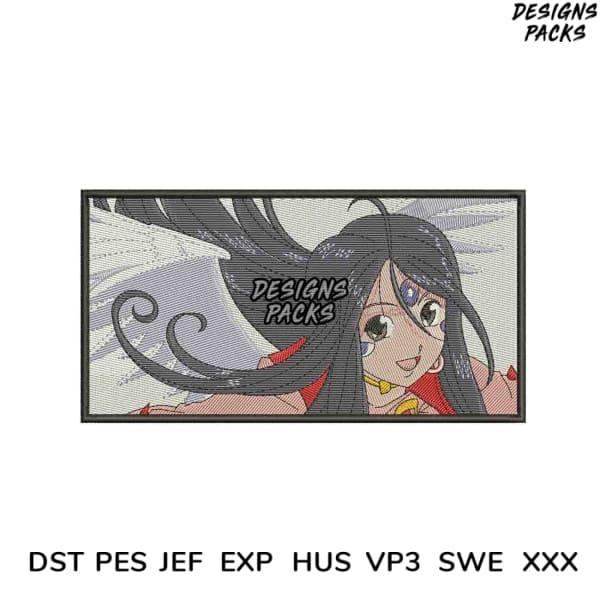 Anime girl embroidery design in DST PES JEF formats, print-ready for DTG or DTF, instant download