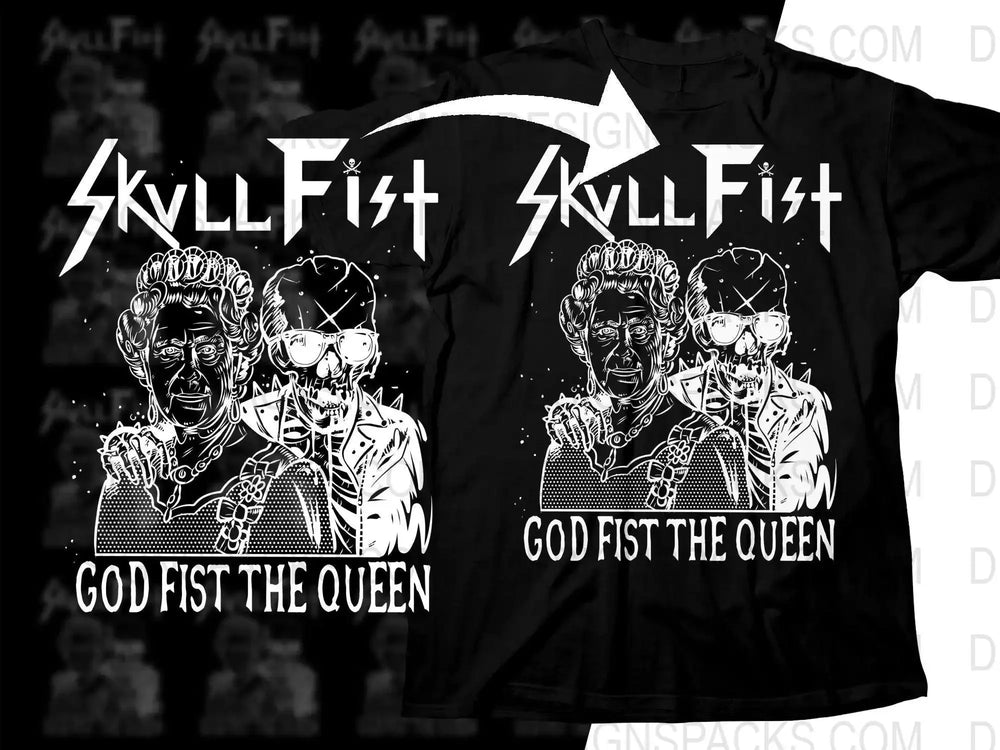 Skull Fist God Fist The Queen Rock Png Halftone Digital Download