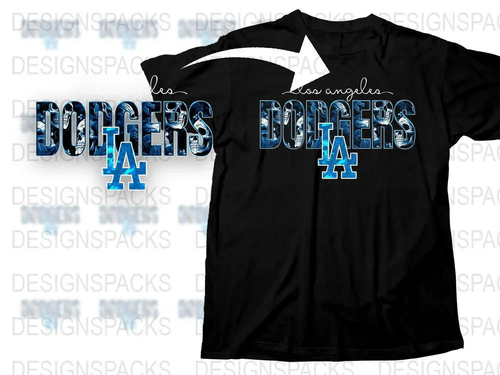 Los Angeles Dodgers Inspired T-Shirt, Black Sports Fan Tee, Trendy Baseball Team Apparel
