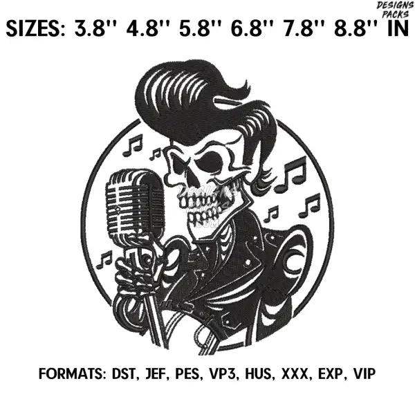 Skullrock Embroidery Design File Pes, Art Embroidery design, Art Design