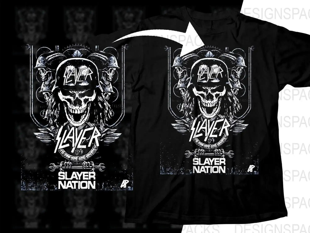 Slayer Nation Rock Music Band Skull Art Design Cool Png Halftone Digital Download