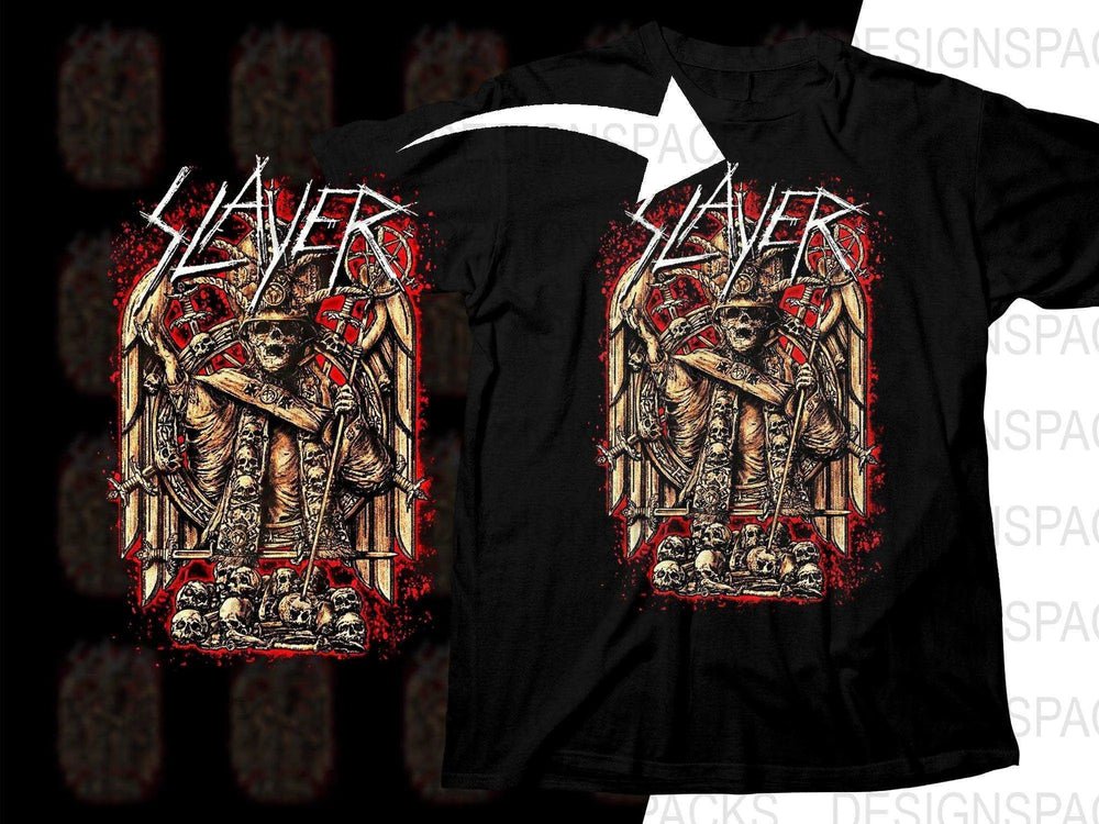 Slayer Rock Music Band Mythical Angelic Figure With Abstract Design Png Halftone Digital Download