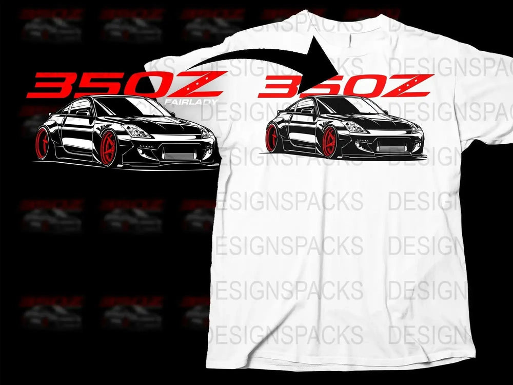 Sleek Black Sports Car Red 350Z Png Digital Download