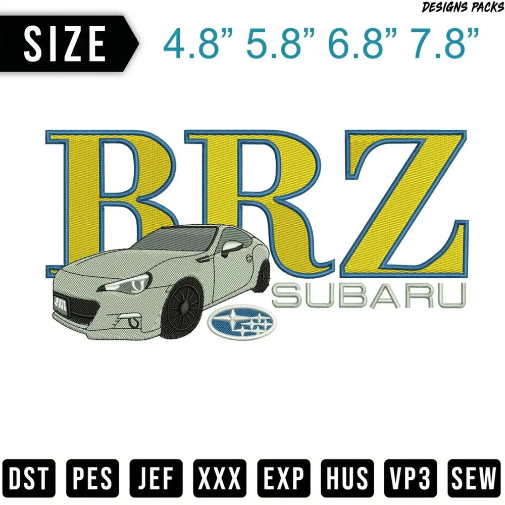 Sleek BRZ Performance Car Digital Embroidery Design