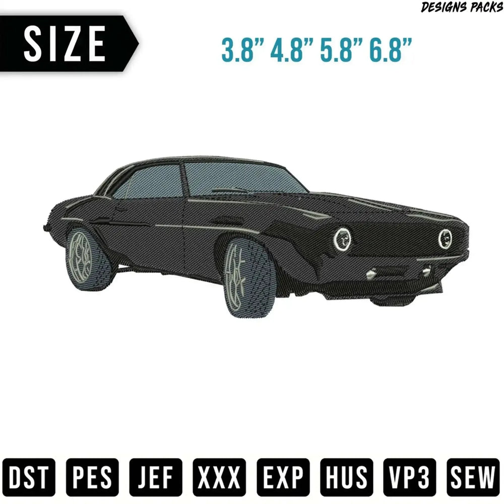 Sleek Muscle Car Embroidery Design