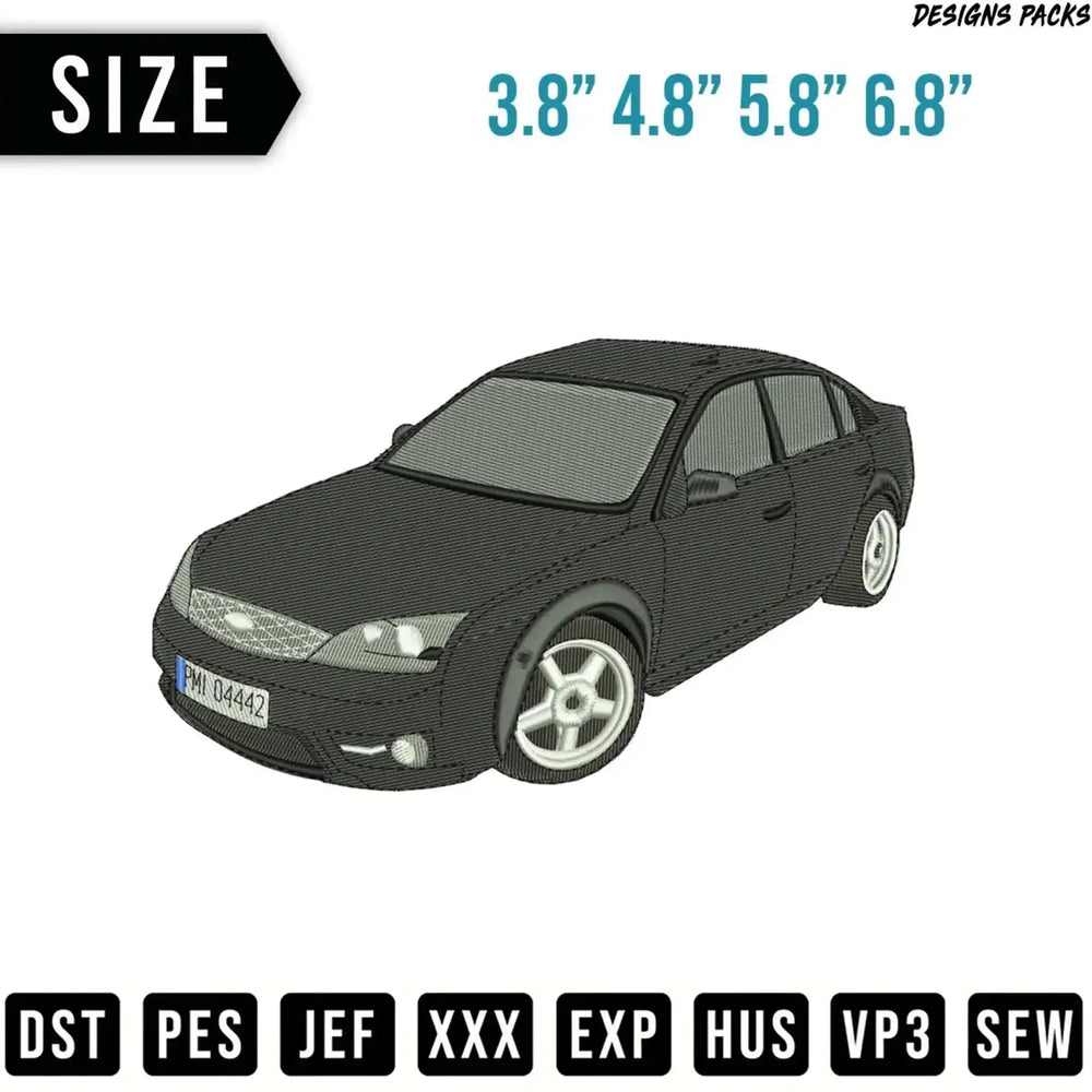 Sleek Sedan Digital Car Embroidery Design