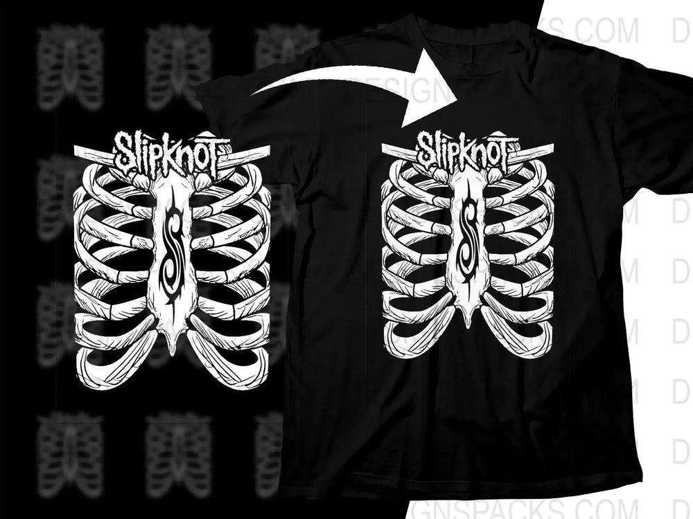 Slipknot Ribcage Rock Design Black Png Halftone Digital Download