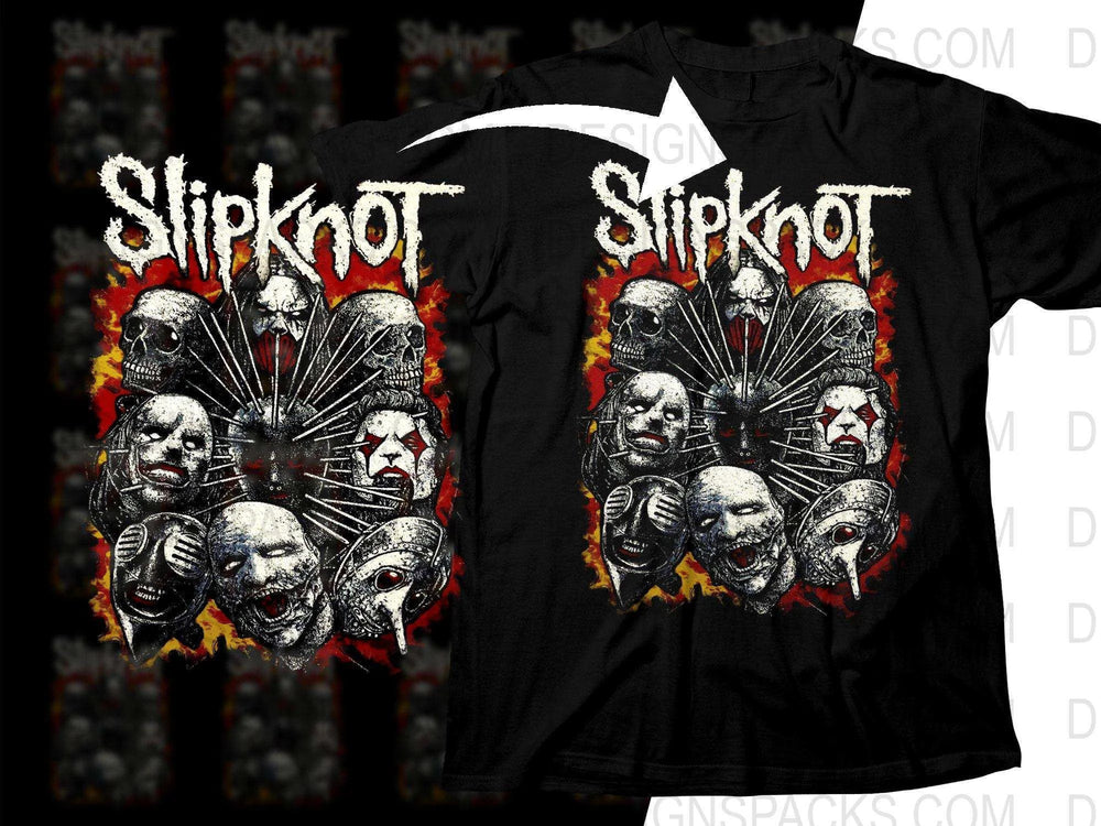 Slipknot Skull Design Rock Band Themed Png Halftone Digital Download