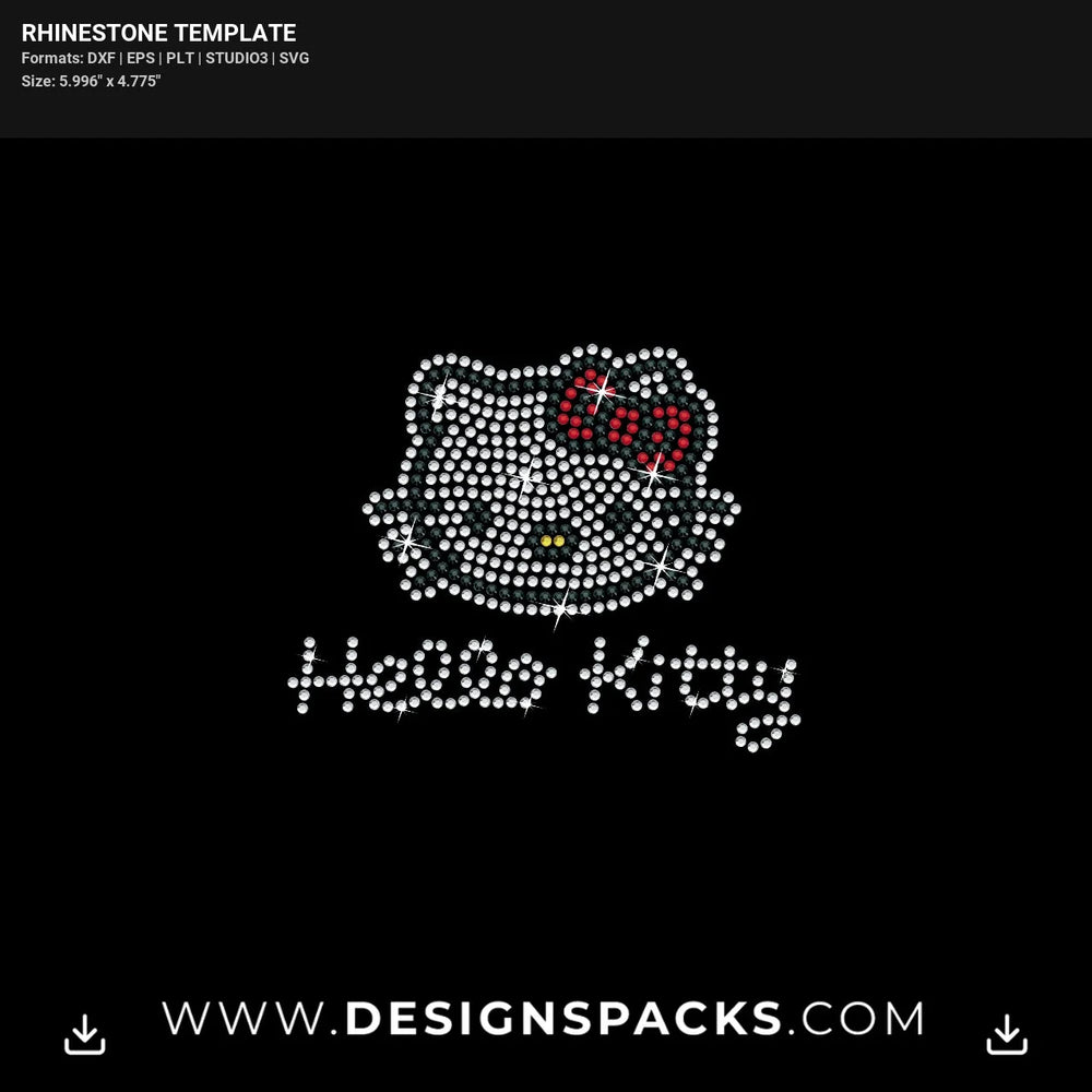 Small Hello Kitty Sign Face Rhinestone Digital Template