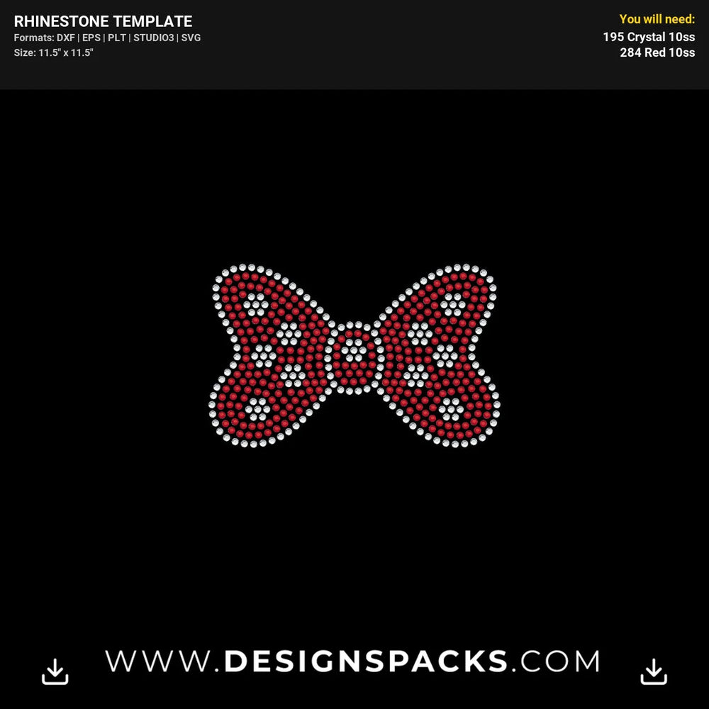 Small Minnie Bow Rhinestone Digital Template
