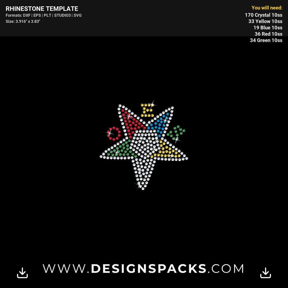 Small Oes Sista Star Rhinestone Digital Template