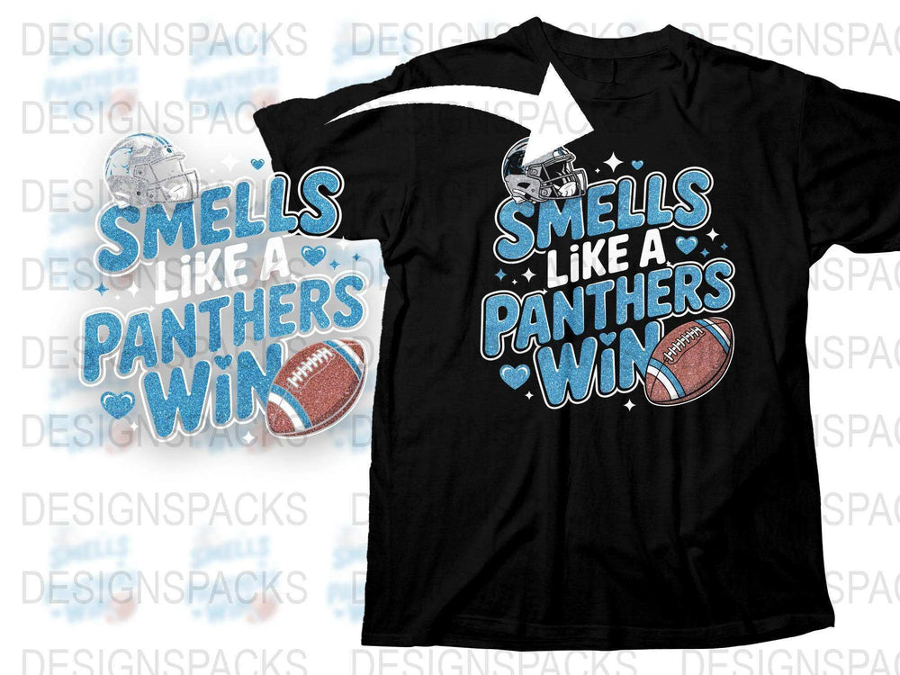 Panthers Win T-Shirt, Football Graphic Tee, Sports Fan Apparel, Casual Black Shirt