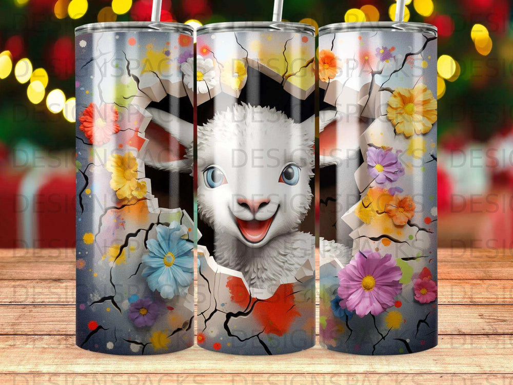Smiling Lamb Floral Burst Tumbler Digital Wrap Design