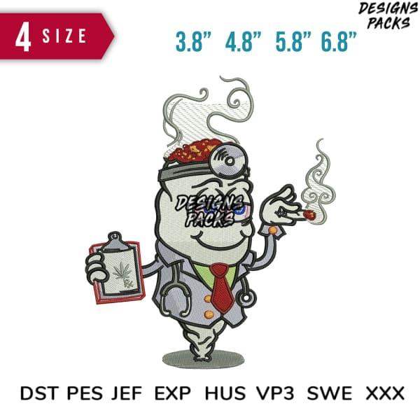 Doctor cartoon embroidery design with clipboard, 4 sizes, DST PES JEF formats for instant download