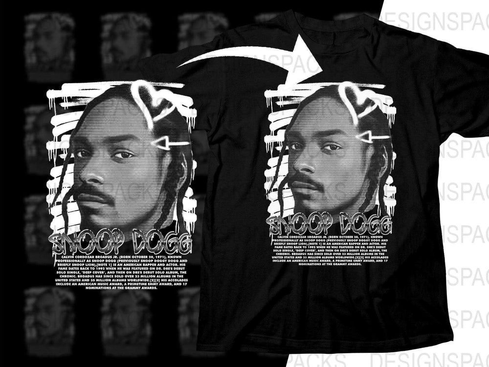 Snoop Dogg Black and White Graphic Png Digital Download