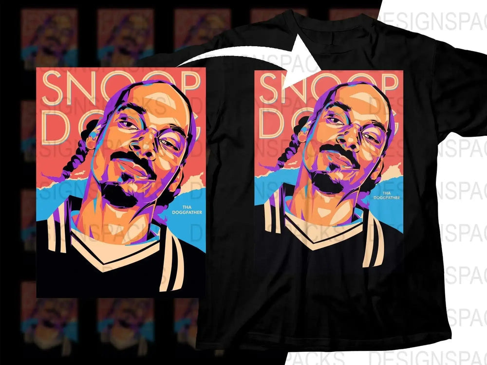 Snoop Dogg Colorful Portrait of Rap Icon Tha Doggfather Png Digital Download