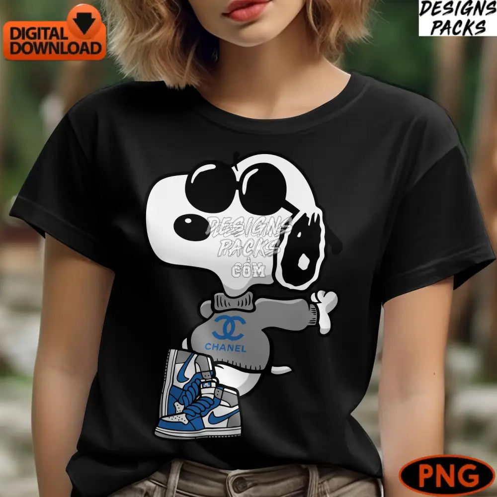 Snoopy Dog With Sunglassesneakers Chanel Logo T-Shirt Cool Digital Png Illustration Instant Download