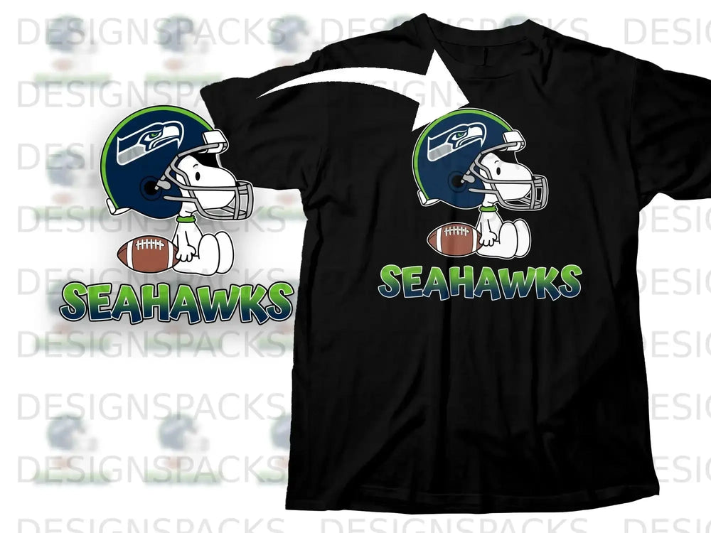 Seattle Seahawks Snoopy Football Helmet Character T-Shirt