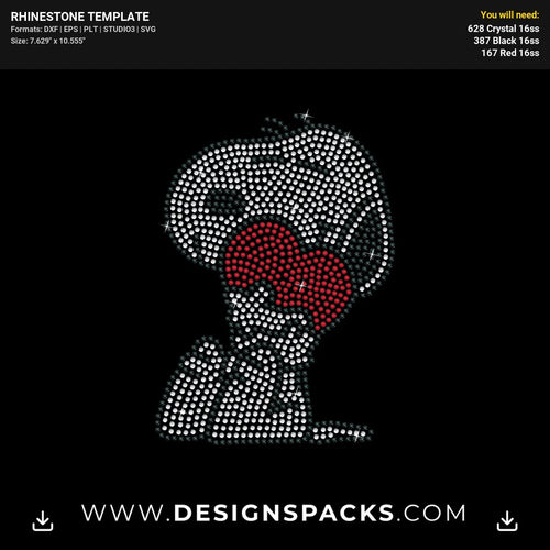 Snoopy Heart Rhinestone Digital Template