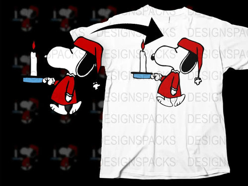 Cartoon Santa Hat T-Shirt, Funny Christmas Holiday Apparel, Unisex White Tee with Red Santa Caps