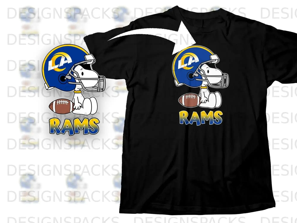 Snoopy LA Rams Football Design Black T-Shirt product type