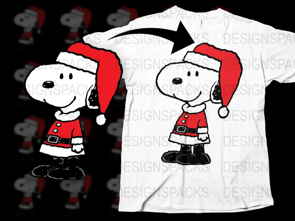 Snoopy Wearing Santa Hat Christmas Png Digital Download