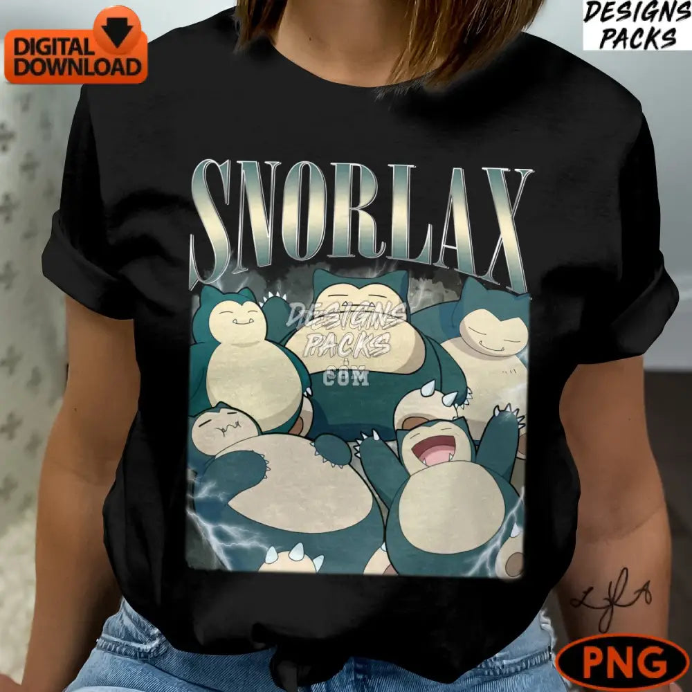 Snorlax Gathering Digital Print Cute Pokemon Inspired Artwork Instant Download Png
