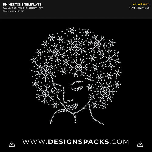 Snowflake Woman Face Rhinestone Digital Template