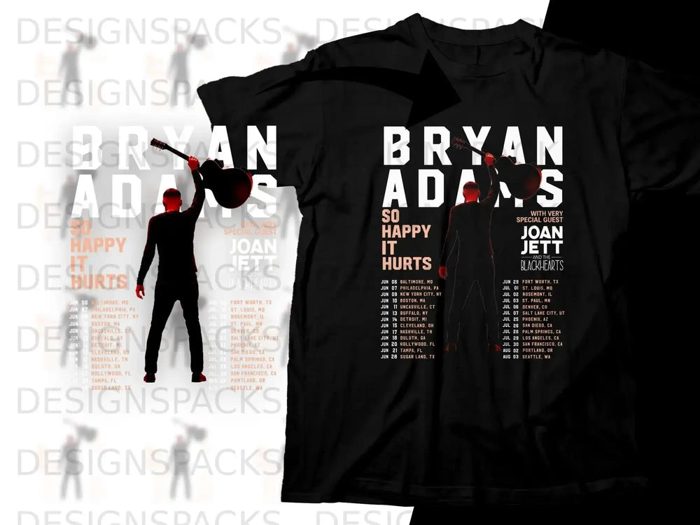 Bryan Adams Happy It Hurts tour poster with Joan Jett and the Blackhearts.