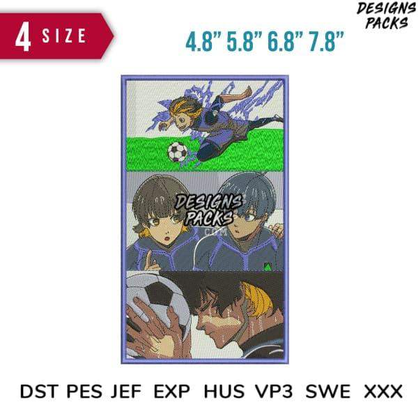Anime soccer player embroidery design in 4 sizes, DST PES JEF formats for instant download