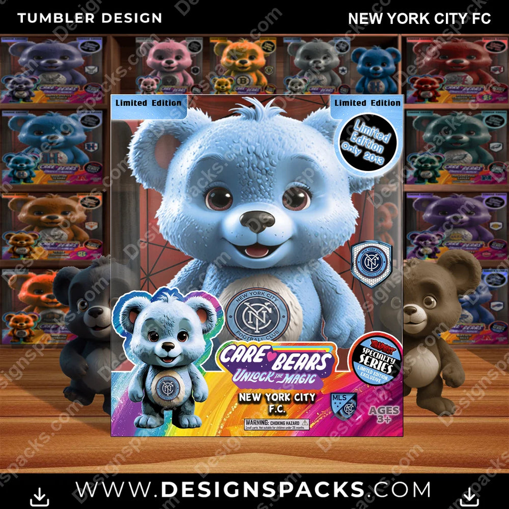 Soccer Care Bear Box New York City FC MLS Soccer Tumbler Digital Wrap Design Download