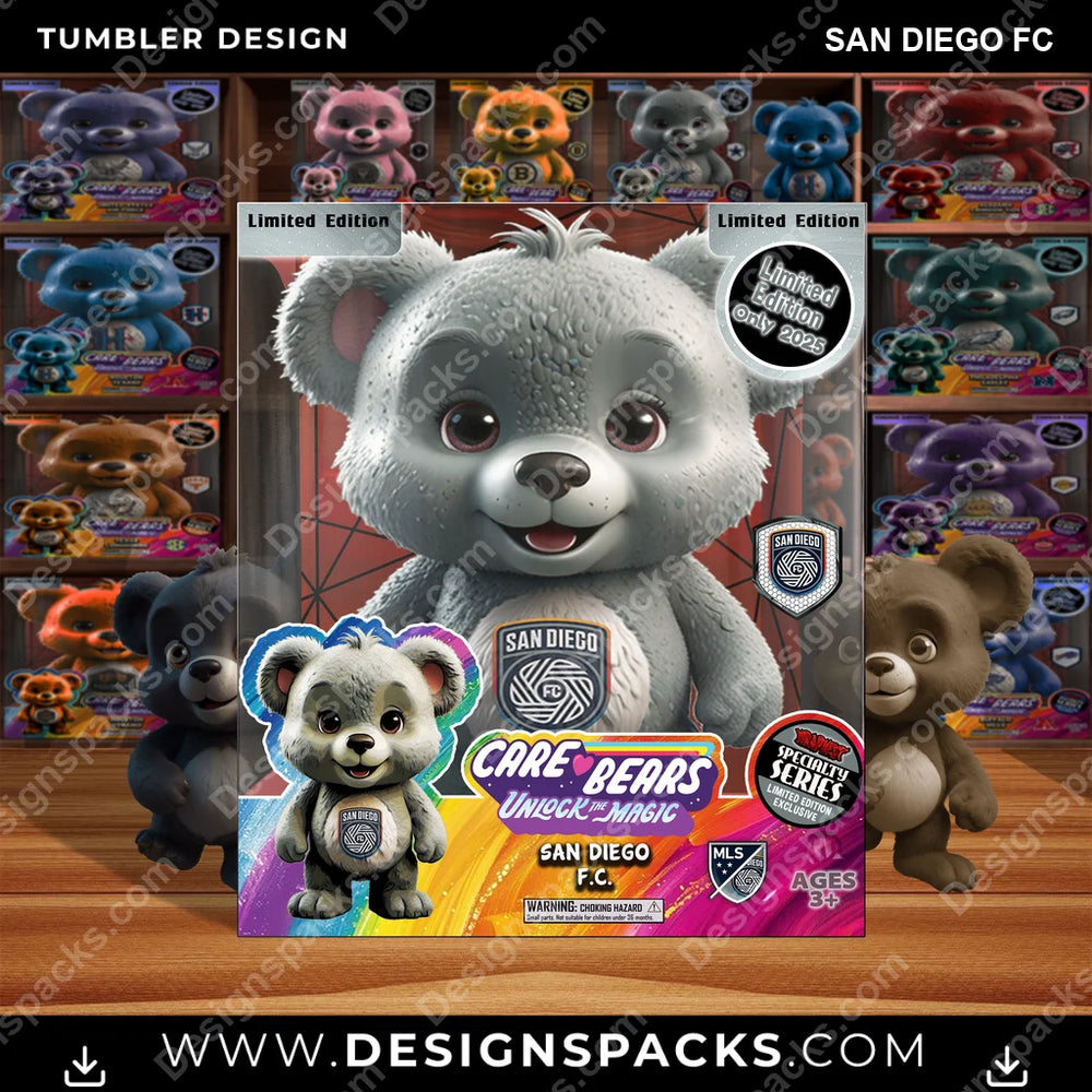 Soccer Care Bear Box San Diego FC MLS Soccer Tumbler Digital Wrap Design Download