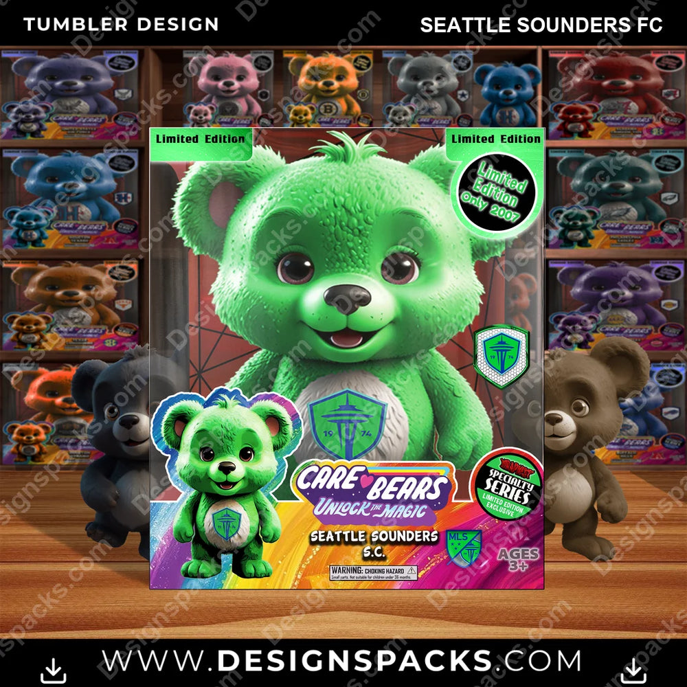 Soccer Care Bear Box Seattle Sounders FC MLS Soccer Tumbler Digital Wrap Design Download