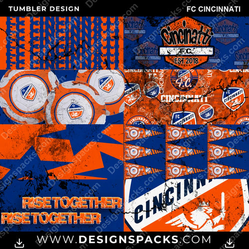 Soccer Distressed BG FC Cincinnati MLS Soccer Tumbler Digital Wrap Design Download