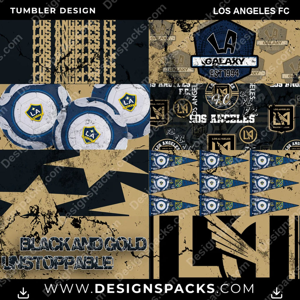 Soccer Distressed BG Los Angeles FC MLS Soccer Tumbler Digital Wrap Design Download