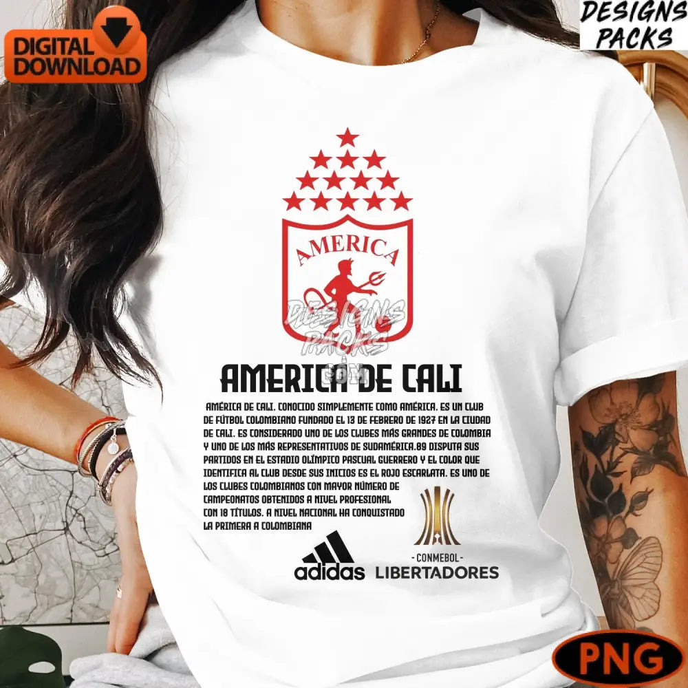 Soccer Football Instant Download Digital Png America De Cali Club Artwork Downloadable Print