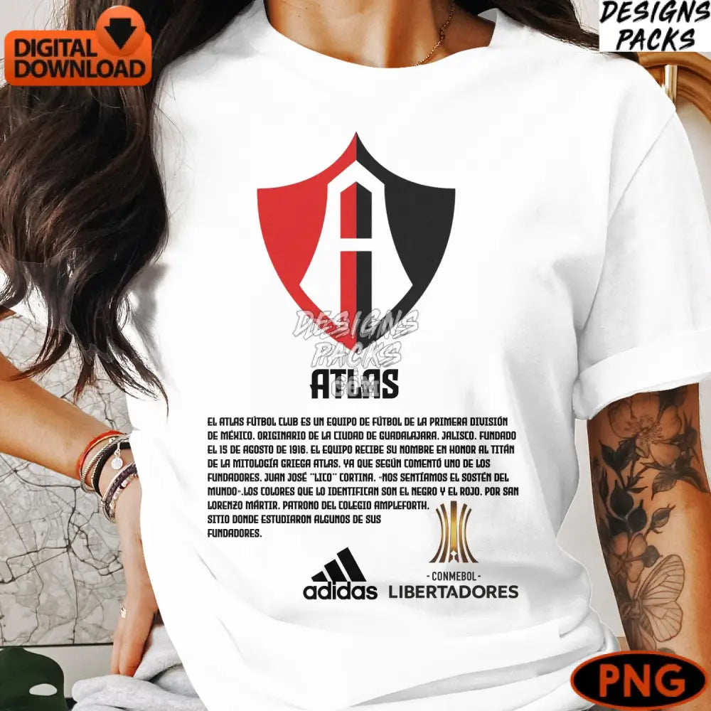 Soccer Football Instant Download Digital Png Atlas Fc Team Logo Mexican Club Print Sports Art