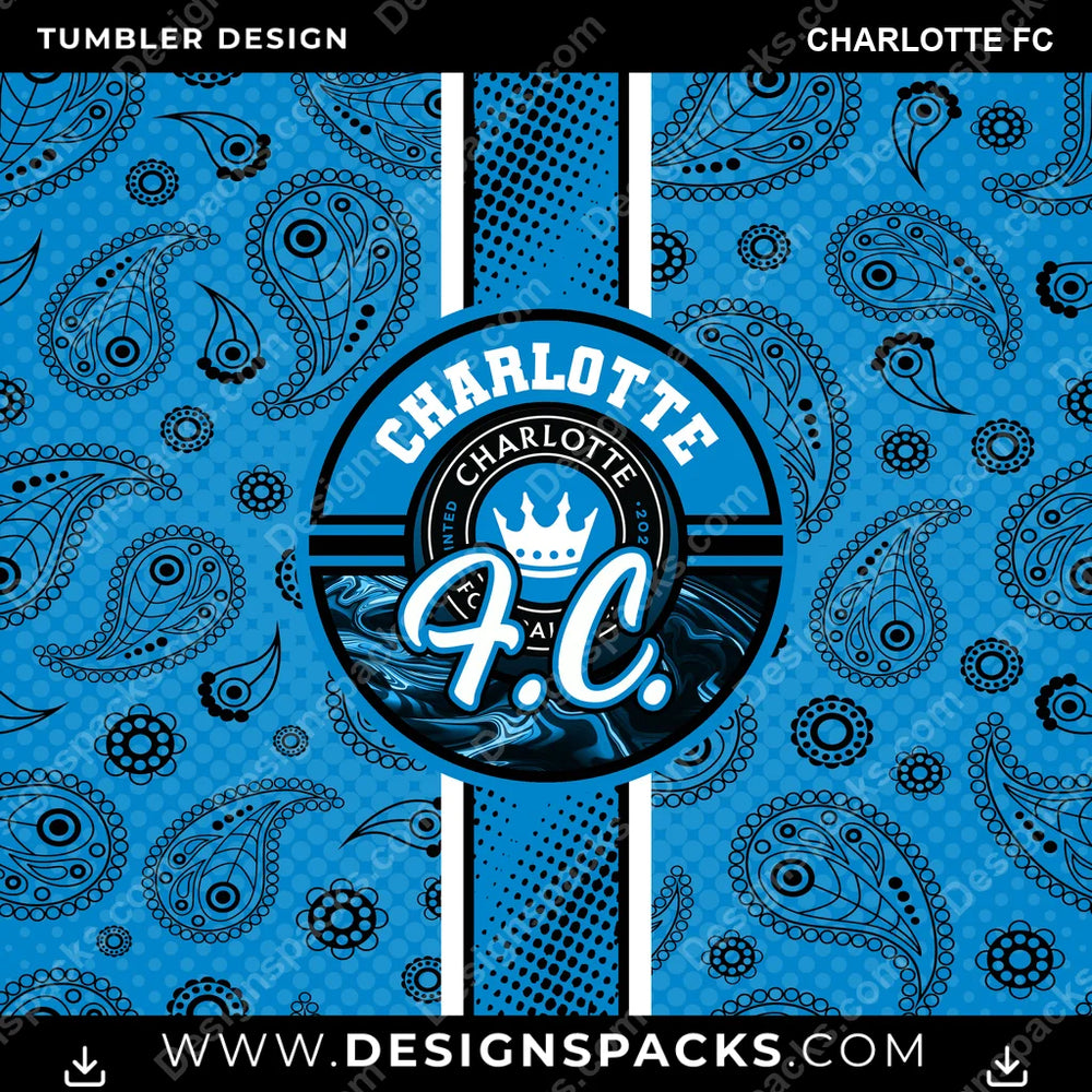 Soccer Handkerchief Charlotte FC MLS Soccer Tumbler Digital Wrap Design Download