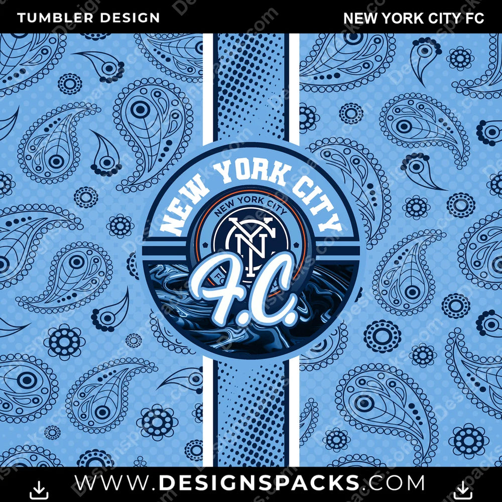 Soccer Handkerchief New York City FC MLS Soccer Tumbler Digital Wrap Design Download