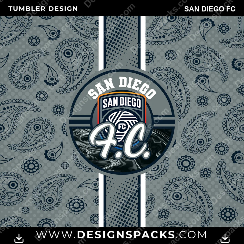 Soccer Handkerchief San Diego FC MLS Soccer Tumbler Digital Wrap Design Download