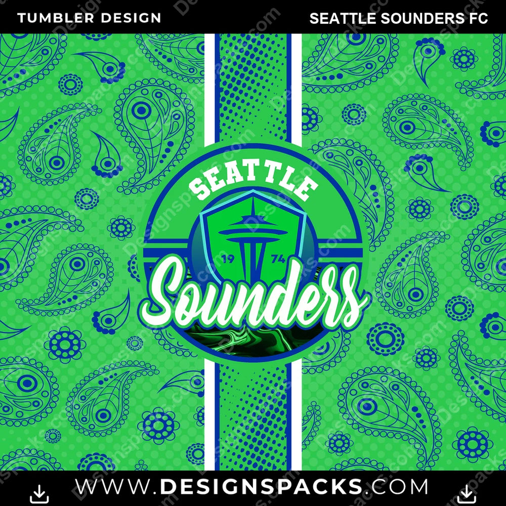 Soccer Handkerchief Seattle Sounders FC MLS Soccer Tumbler Digital Wrap Design Download