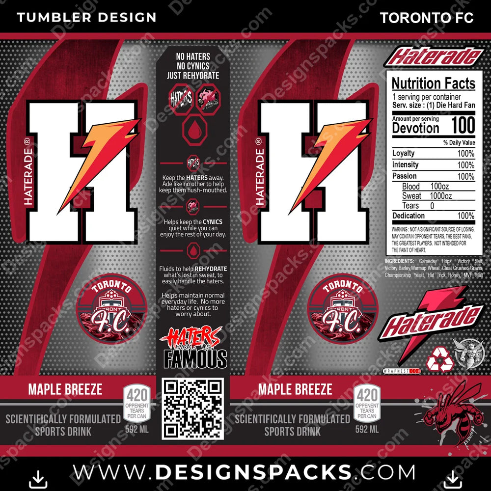 Soccer Haterade Toronto FC MLS Soccer Tumbler Digital Wrap Design Download