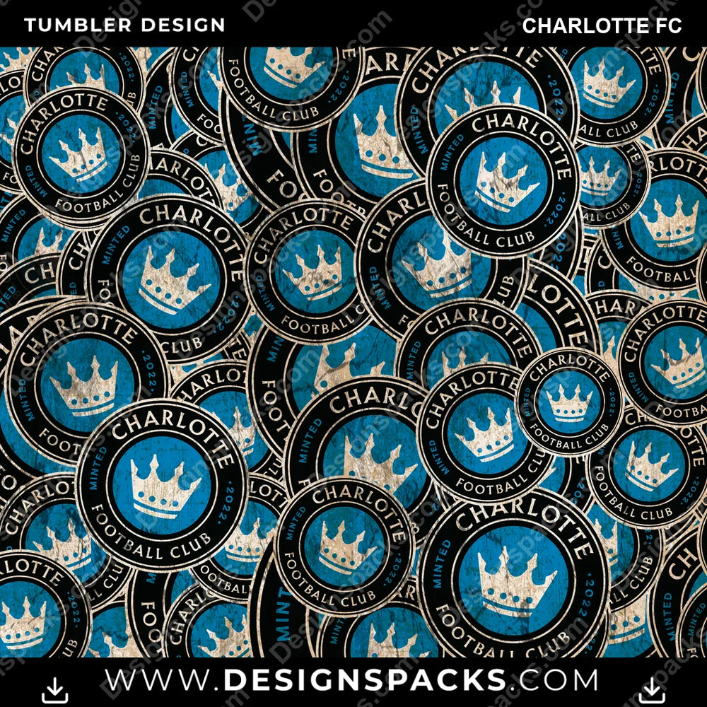 Soccer Logo BG Charlotte FC MLS Soccer Tumbler Digital Wrap Design Download