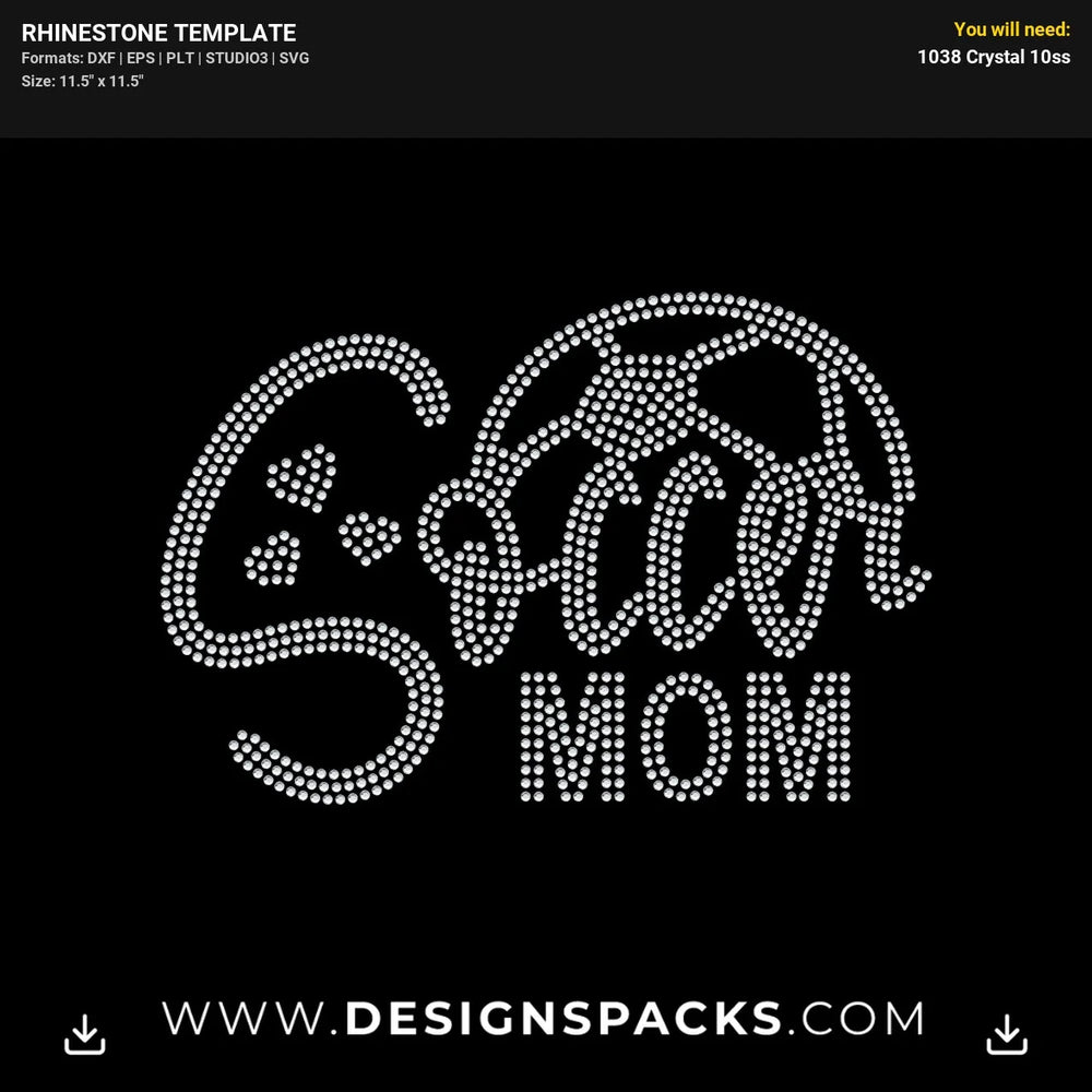 Soccer Mom Rhinestone Digital Template