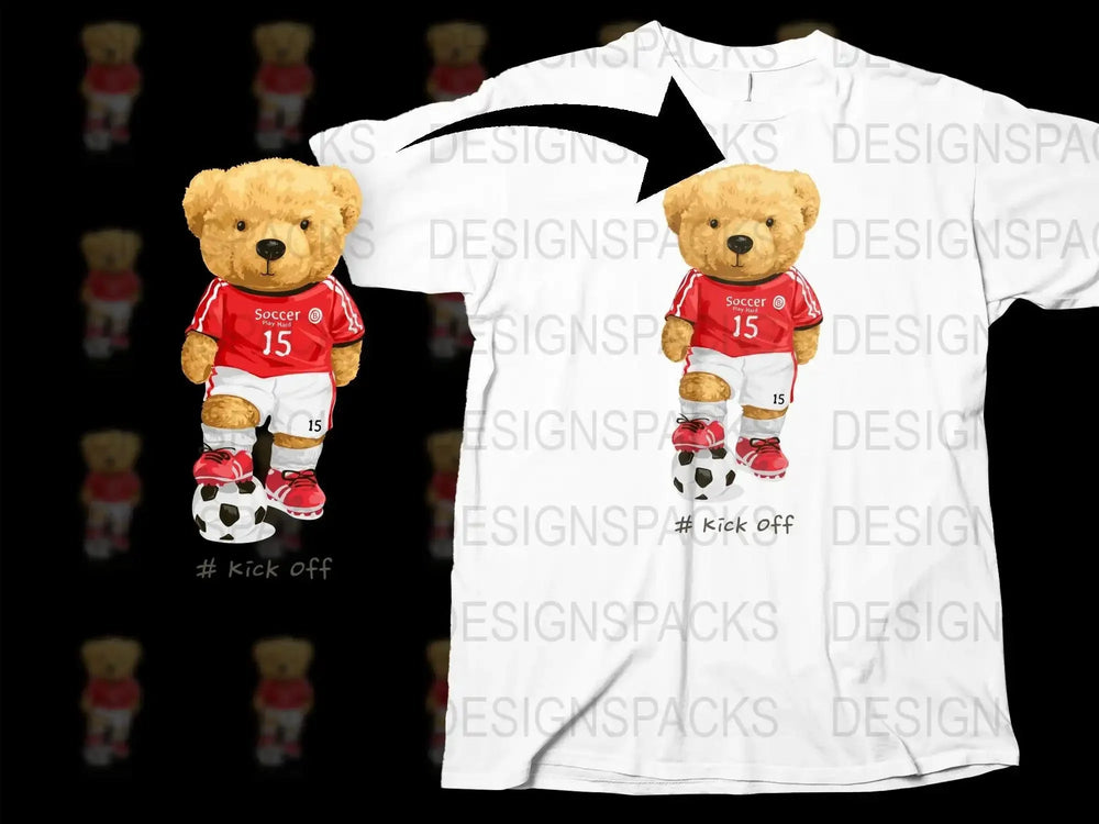 Soccer Player Bear Kick Off Graphic Png Digital Download
