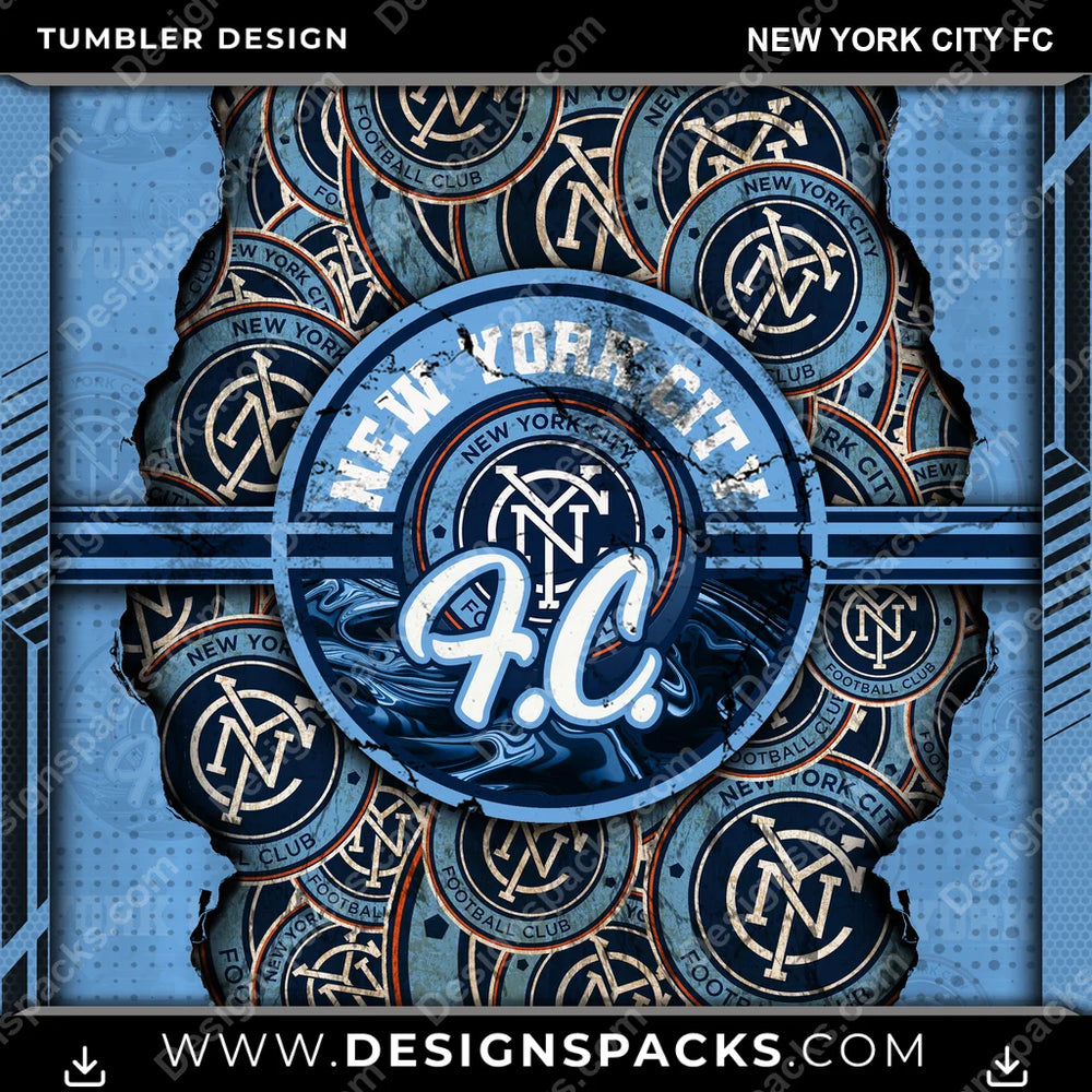 Soccer Ripped New York City FC MLS Soccer Tumbler Digital Wrap Design Download